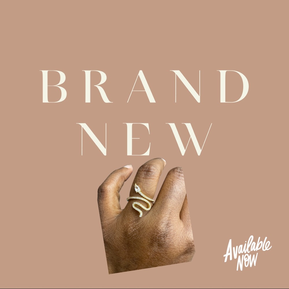 14K Gold Plated Swarovski Crystal Accented Winding Snake Ring